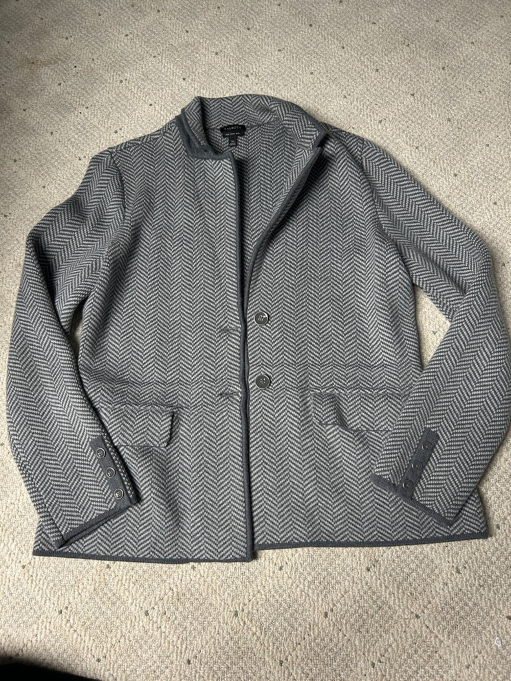 Talbots Gray Herringbone Knit Blazer